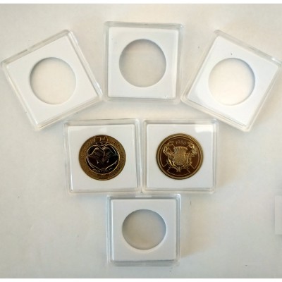 Square Coin Capsules Quadrum Capsules for £2 coin New and Old style White foam