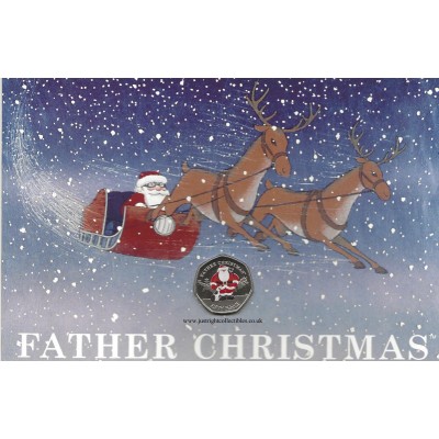 2019 Gibraltar Father Christmas 50p Coin in a Card Coloured DF