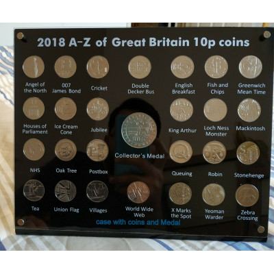 2018 A-Z Full Set 10p Coins In Display Case