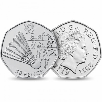 2012 London Olympic 50p Coin Badminton