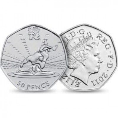 2012 London Olympic 50p Coin Wrestling