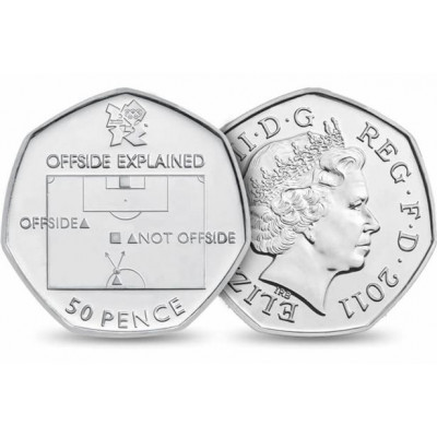 Olympic Football 50p coin offside rule