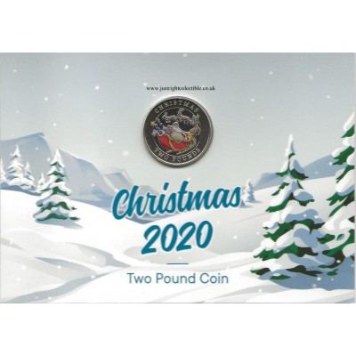 Gibraltar 2020 Father Christmas in his sleigh £2 Coin Coloured