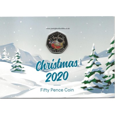 Gibraltar 2020 Father Christmas in his sleigh 50p Coin Coloured 