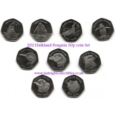 2021 Falkland Islands Penguin 50p Fifty Pence Coin Set