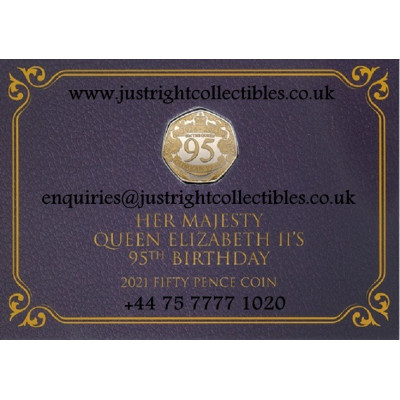 2021 Gibraltar Queen 95th Birthday 50p Coloured coin 