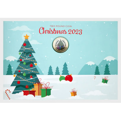 2023 Gibraltar £2 Pound Christmas Coin coloured