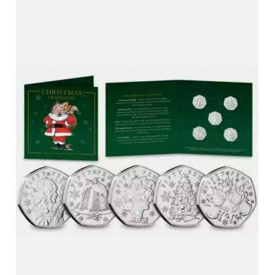 2021 Guernsey The Christmas Traditions 50p Coin Set