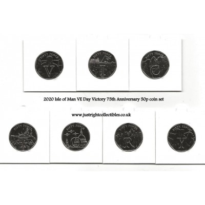 2020 Isle of Man VE Day Victory 75th Anniversary 50p coin set