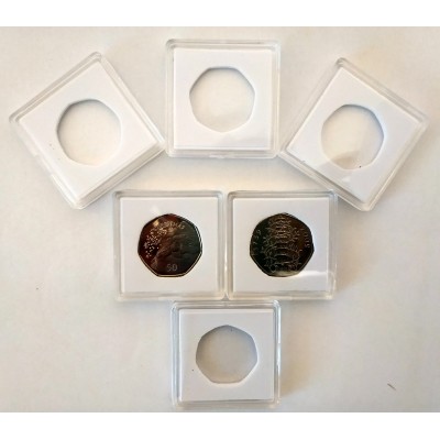 Square Coin Capsules Quadrum Capsules for 50p coin New White foam