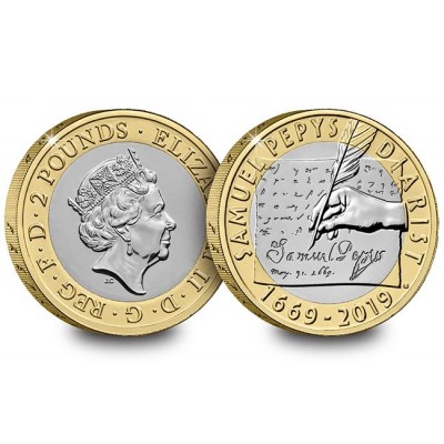 2019 Samuel Pepys' Diary Brilliant Uncirculated £2 Coin