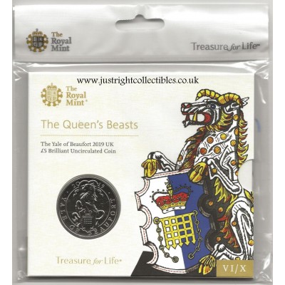 2019 The Queen's Beasts The Yale of Beaufort £5 Brilliant Uncirculated Coin